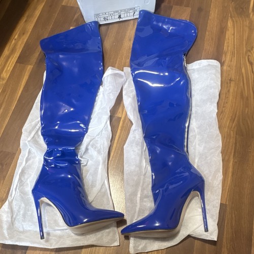 Stivali donna blu vernice - blu,