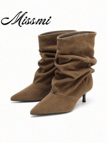 Heel pleated thigh - pleated, boots
