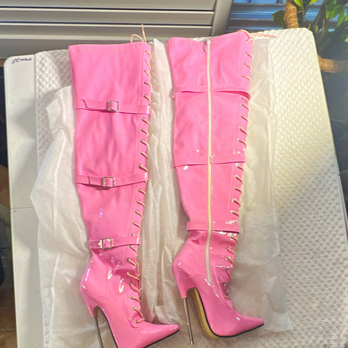 Stivali donna rosa - , vernice